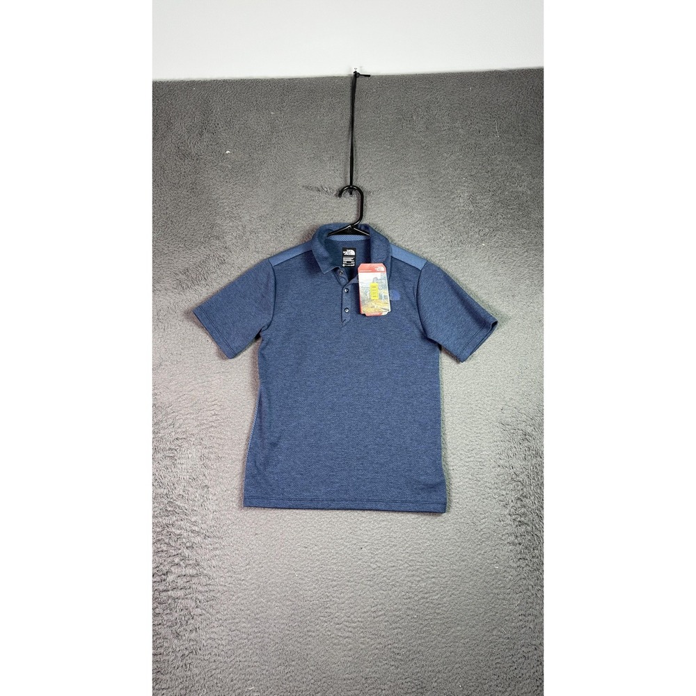North Face Polo Shirt Boys Medium 10/12 Blue‎ FlashDry Performance Outdoor